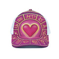 Pink Heart Zodiac Wheel Print White Mesh Trucker Hat