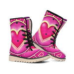 Pink Heart Zodiac Wheel Print Winter Boots