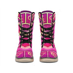 Pink Heart Zodiac Wheel Print Winter Boots