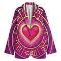 Pink Heart Zodiac Wheel Print Women's Cotton Blazer