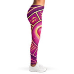 Pink Heart Zodiac Wheel Print Women's Leggings