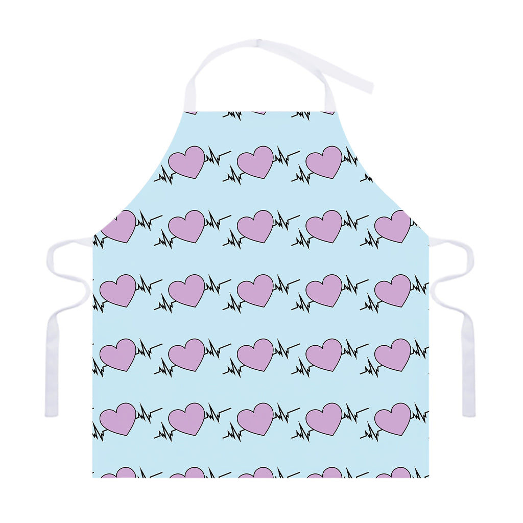 Pink Heartbeat Pattern Print Adjustable Apron