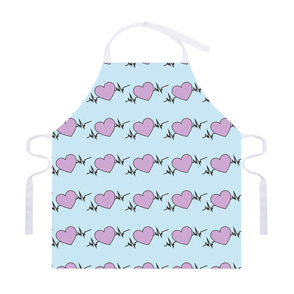 Pink Heartbeat Pattern Print Adjustable Apron