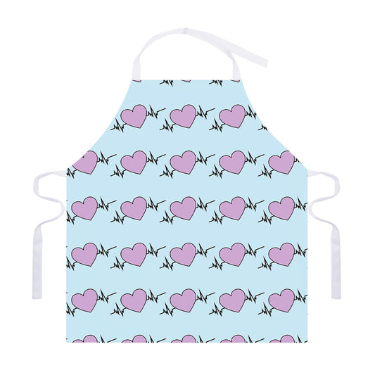 Pink Heartbeat Pattern Print Adjustable Apron