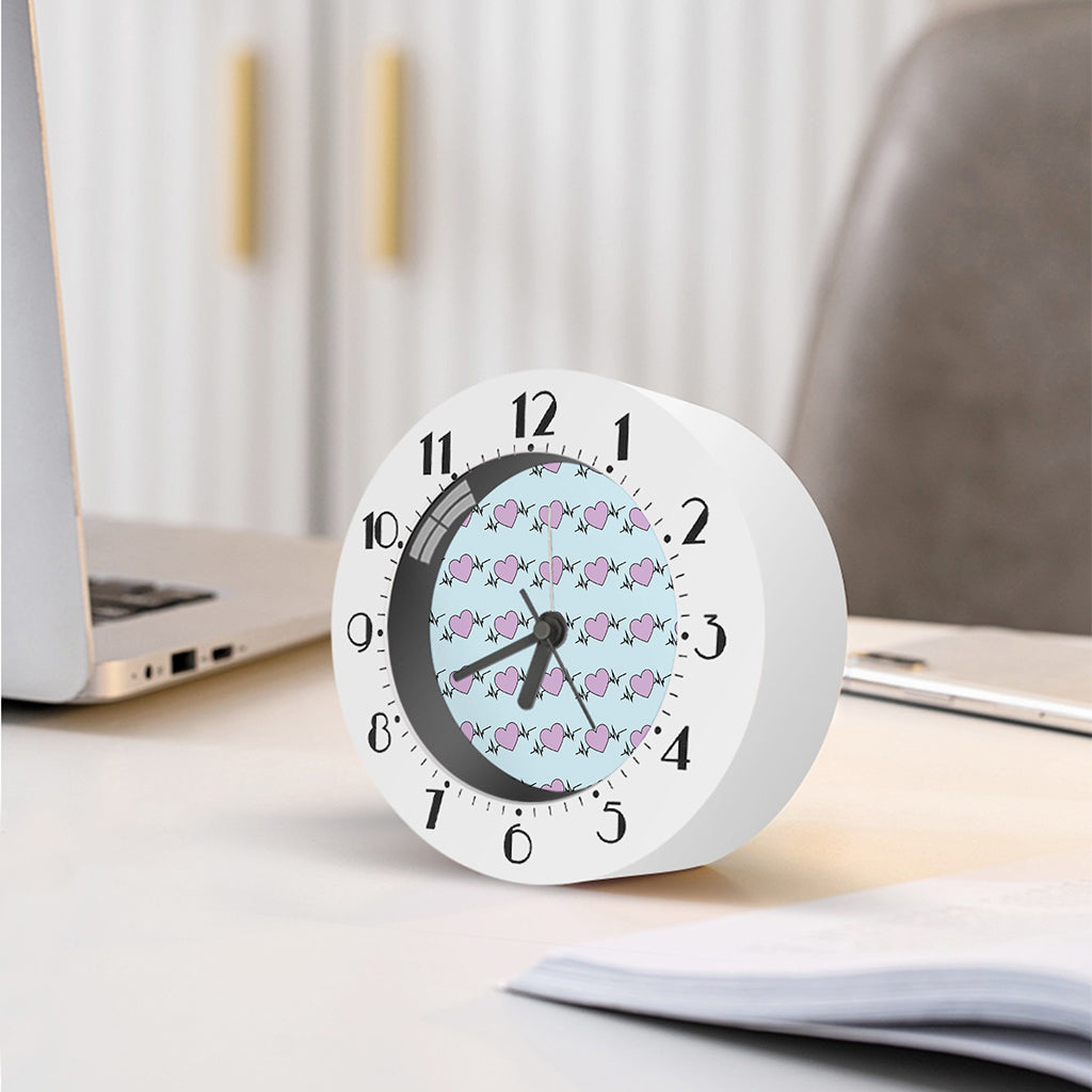 Pink Heartbeat Pattern Print Alarm Clock