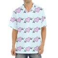 Pink Heartbeat Pattern Print Aloha Shirt