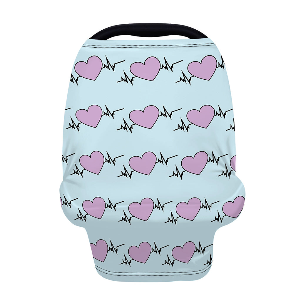 Pink Heartbeat Pattern Print Baby Seat Cover