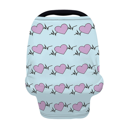 Pink Heartbeat Pattern Print Baby Seat Cover