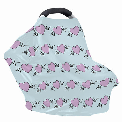Pink Heartbeat Pattern Print Baby Seat Cover
