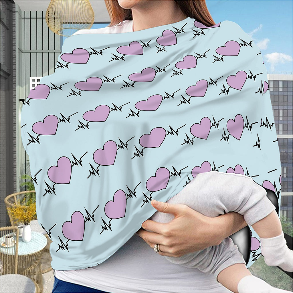 Pink Heartbeat Pattern Print Baby Seat Cover