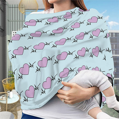 Pink Heartbeat Pattern Print Baby Seat Cover