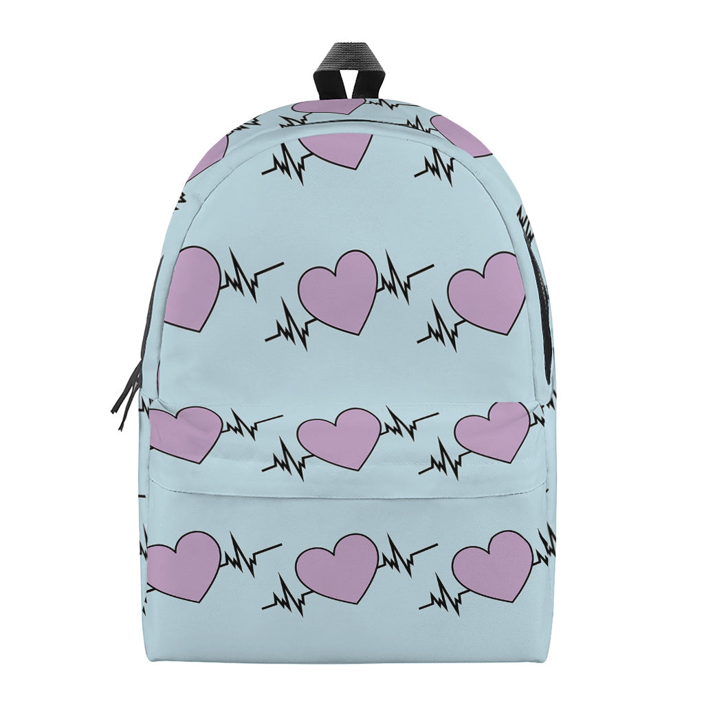 Pink Heartbeat Pattern Print Backpack