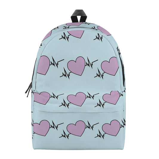 Pink Heartbeat Pattern Print Backpack