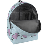 Pink Heartbeat Pattern Print Backpack