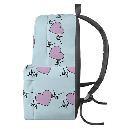 Pink Heartbeat Pattern Print Backpack