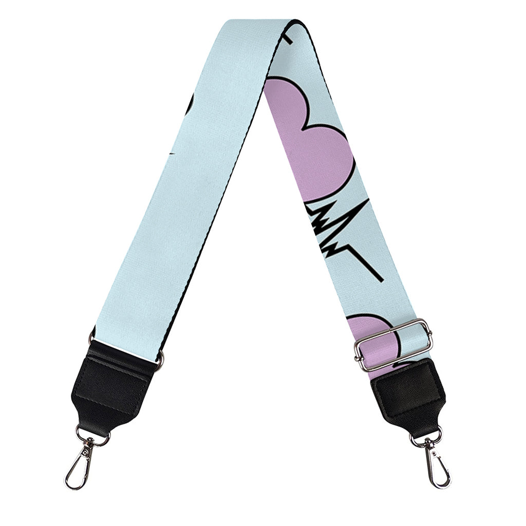 Pink Heartbeat Pattern Print Bag Strap