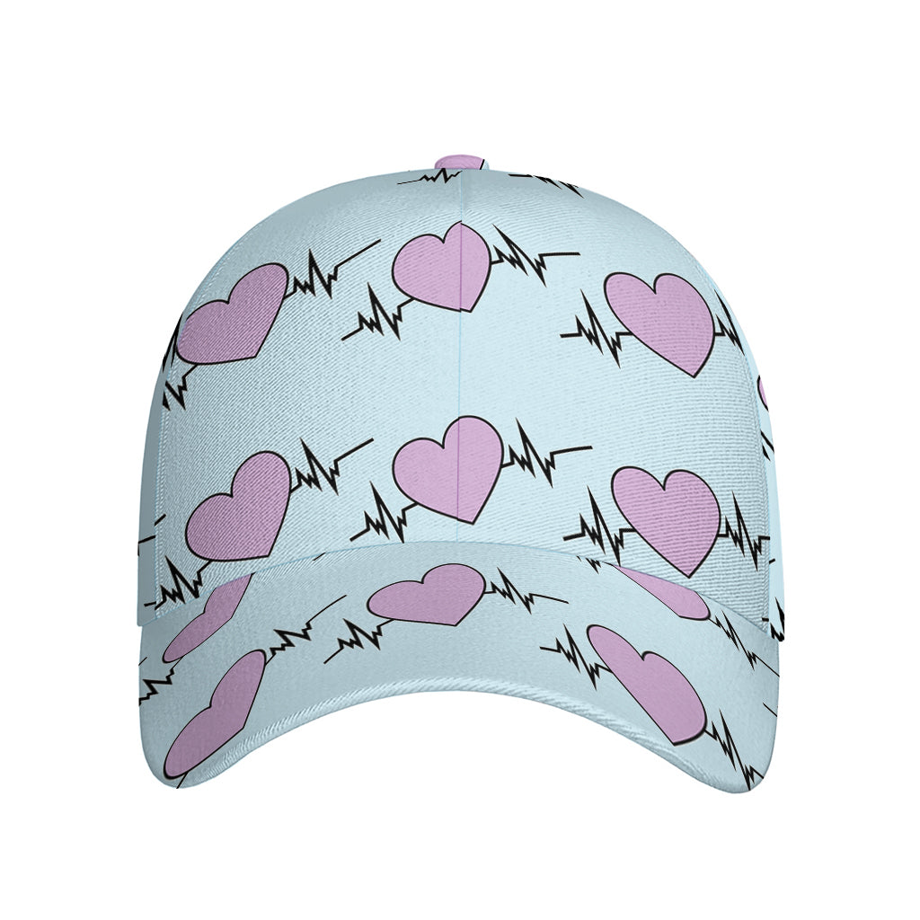 Pink Heartbeat Pattern Print Baseball Cap
