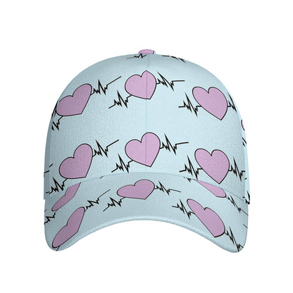 Pink Heartbeat Pattern Print Baseball Cap