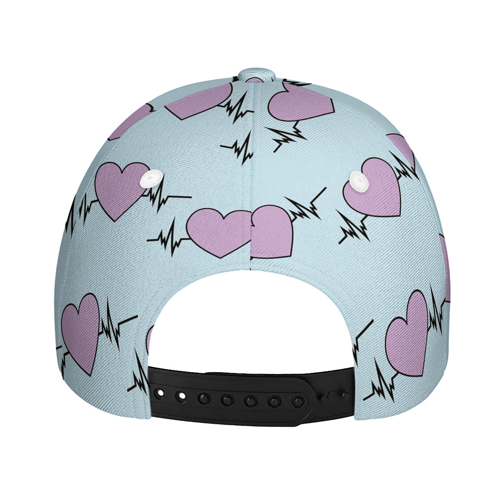 Pink Heartbeat Pattern Print Baseball Cap