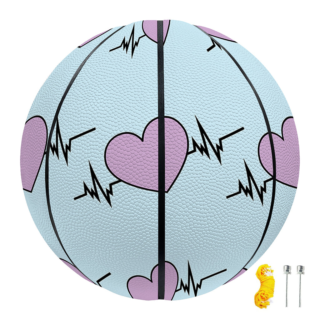 Pink Heartbeat Pattern Print Basketball