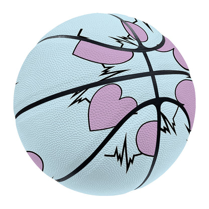 Pink Heartbeat Pattern Print Basketball