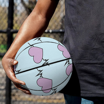Pink Heartbeat Pattern Print Basketball