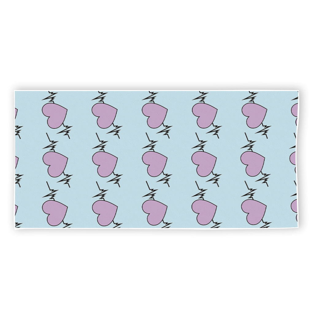 Pink Heartbeat Pattern Print Beach Towel