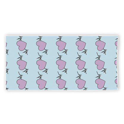 Pink Heartbeat Pattern Print Beach Towel