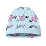 Pink Heartbeat Pattern Print Beanie