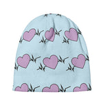 Pink Heartbeat Pattern Print Beanie
