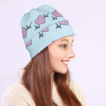 Pink Heartbeat Pattern Print Beanie
