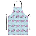 Pink Heartbeat Pattern Print Bib Apron With Pocket