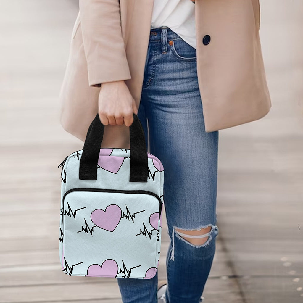 Pink Heartbeat Pattern Print Bible Tote Bag