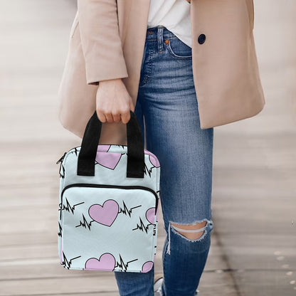 Pink Heartbeat Pattern Print Bible Tote Bag