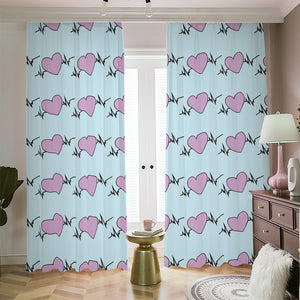 Pink Heartbeat Pattern Print Blackout Pencil Pleat Curtains