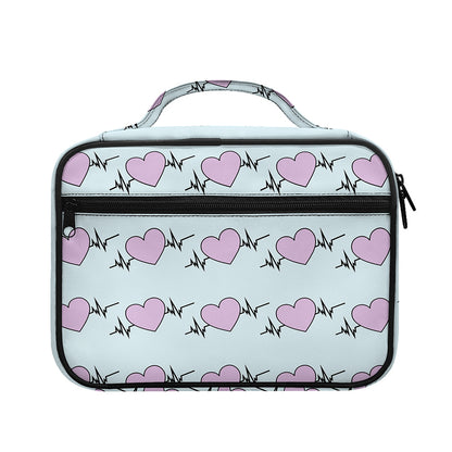 Pink Heartbeat Pattern Print Briefcase Bible Bag