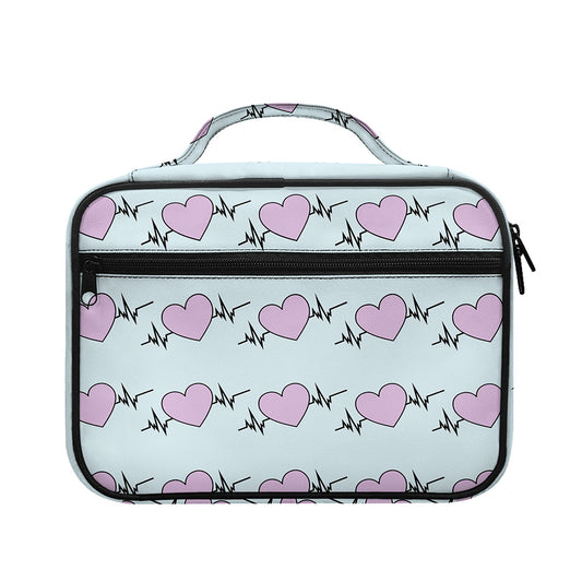 Pink Heartbeat Pattern Print Briefcase Bible Bag