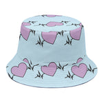 Pink Heartbeat Pattern Print Bucket Hat