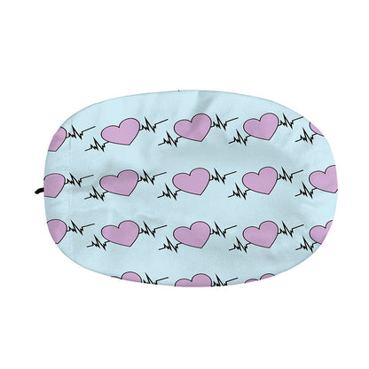 Pink Heartbeat Pattern Print Car Side Mirror Covers