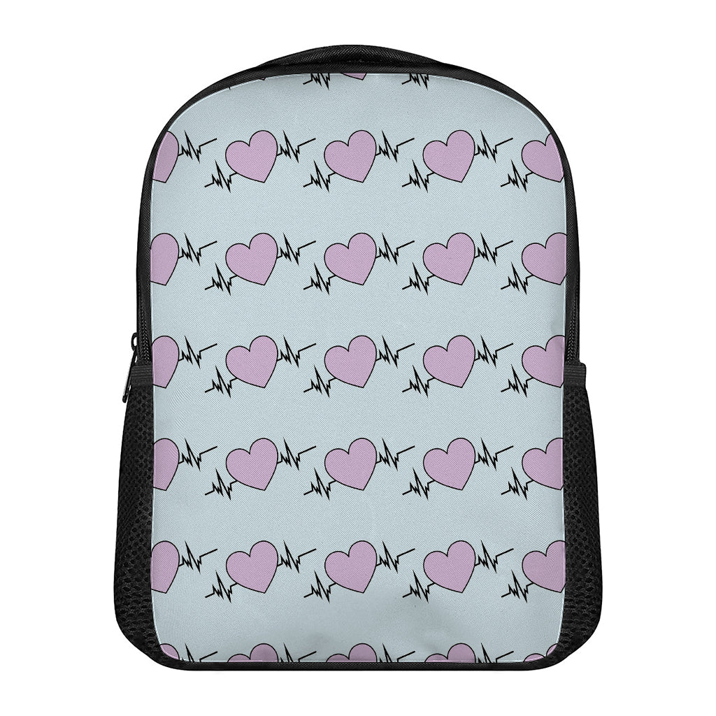 Pink Heartbeat Pattern Print Casual Backpack