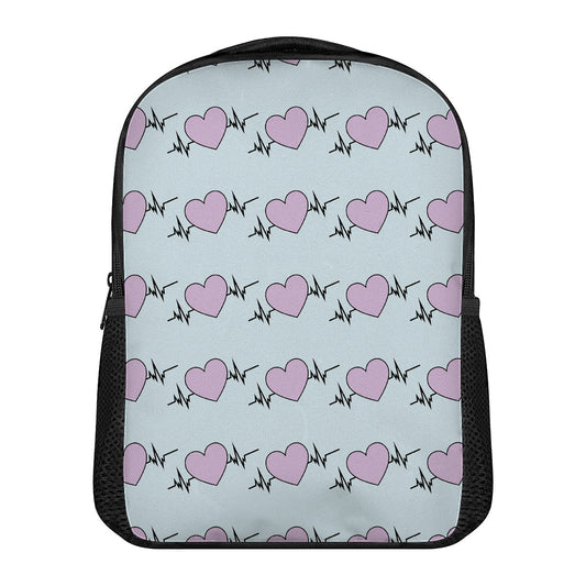 Pink Heartbeat Pattern Print Casual Backpack
