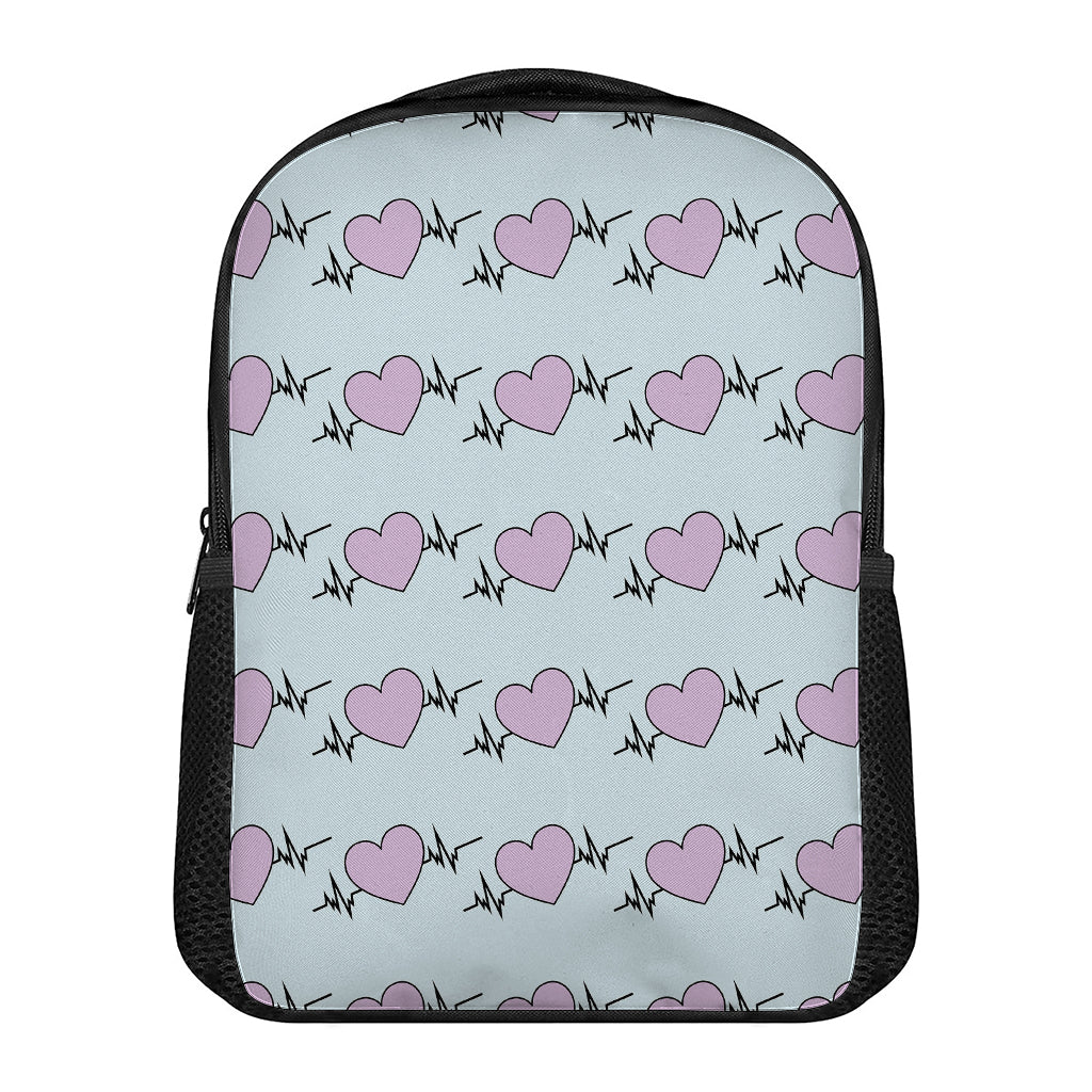 Pink Heartbeat Pattern Print Casual Backpack