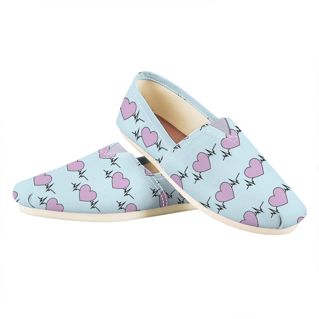 Pink Heartbeat Pattern Print Casual Shoes