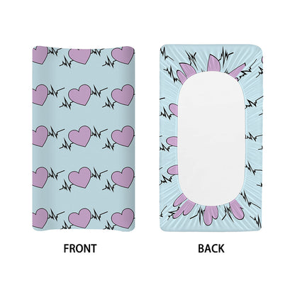 Pink Heartbeat Pattern Print Changing Pad Cover