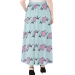 Pink Heartbeat Pattern Print Chiffon Maxi Skirt
