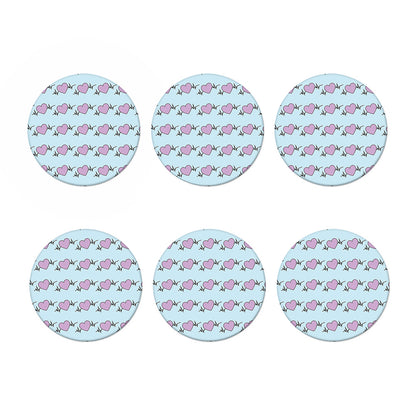 Pink Heartbeat Pattern Print Coaster Set