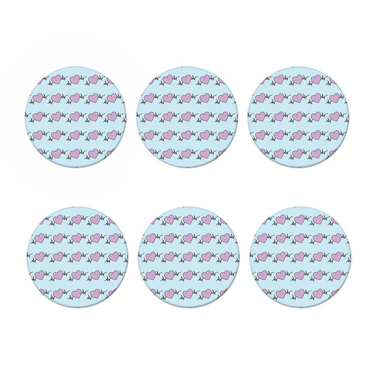 Pink Heartbeat Pattern Print Coaster Set