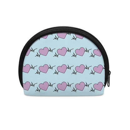 Pink Heartbeat Pattern Print Coin Purse