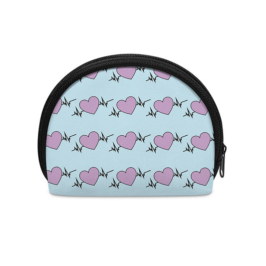 Pink Heartbeat Pattern Print Coin Purse