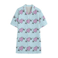 Pink Heartbeat Pattern Print Cotton Hawaiian Shirt